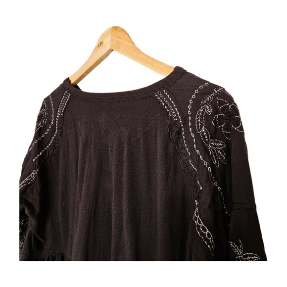 Free People Bewitched Boho Black puff sleeve peplum top small - Picture 6 of 11